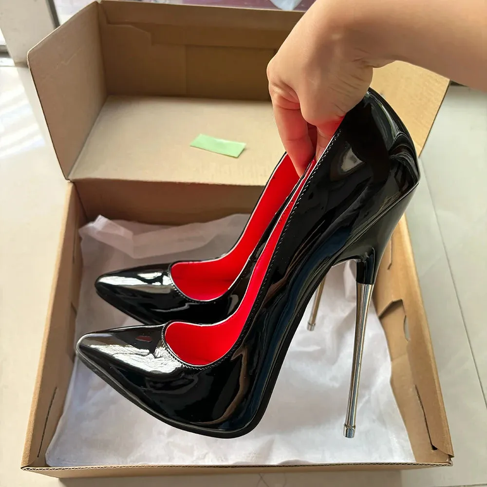 16cm Extreme Metal High Heels Stilettos Green Snake Print Sexy SM Pumps