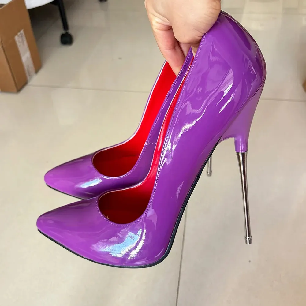 16cm Extreme Metal High Heels Stilettos Green Snake Print Sexy SM Pumps
