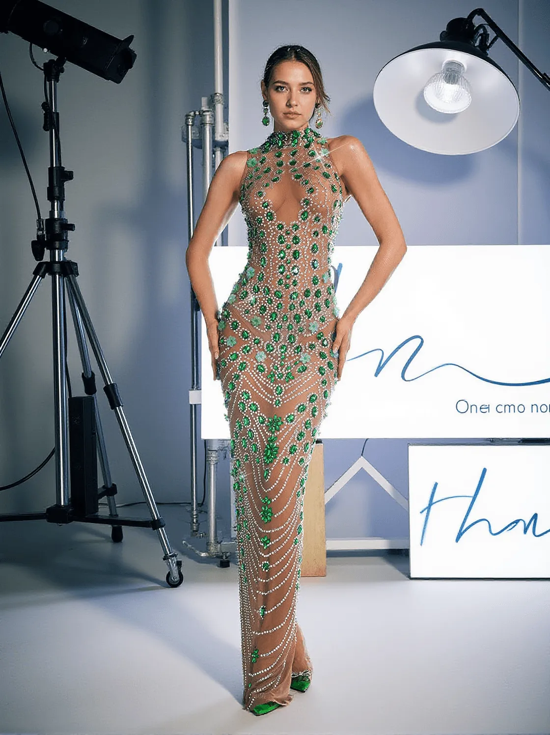 Ahava Rhinestone Embellished Maxi Dress