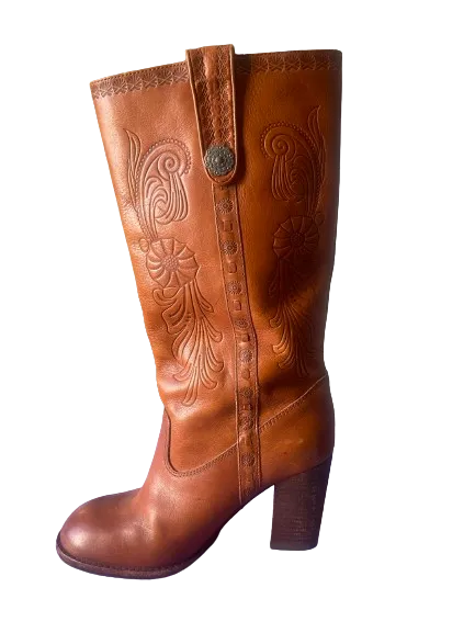 Aldo Brown Leather Western Boots