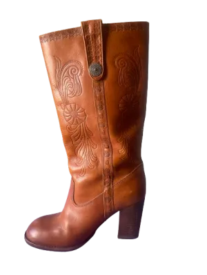 Aldo Brown Leather Western Boots