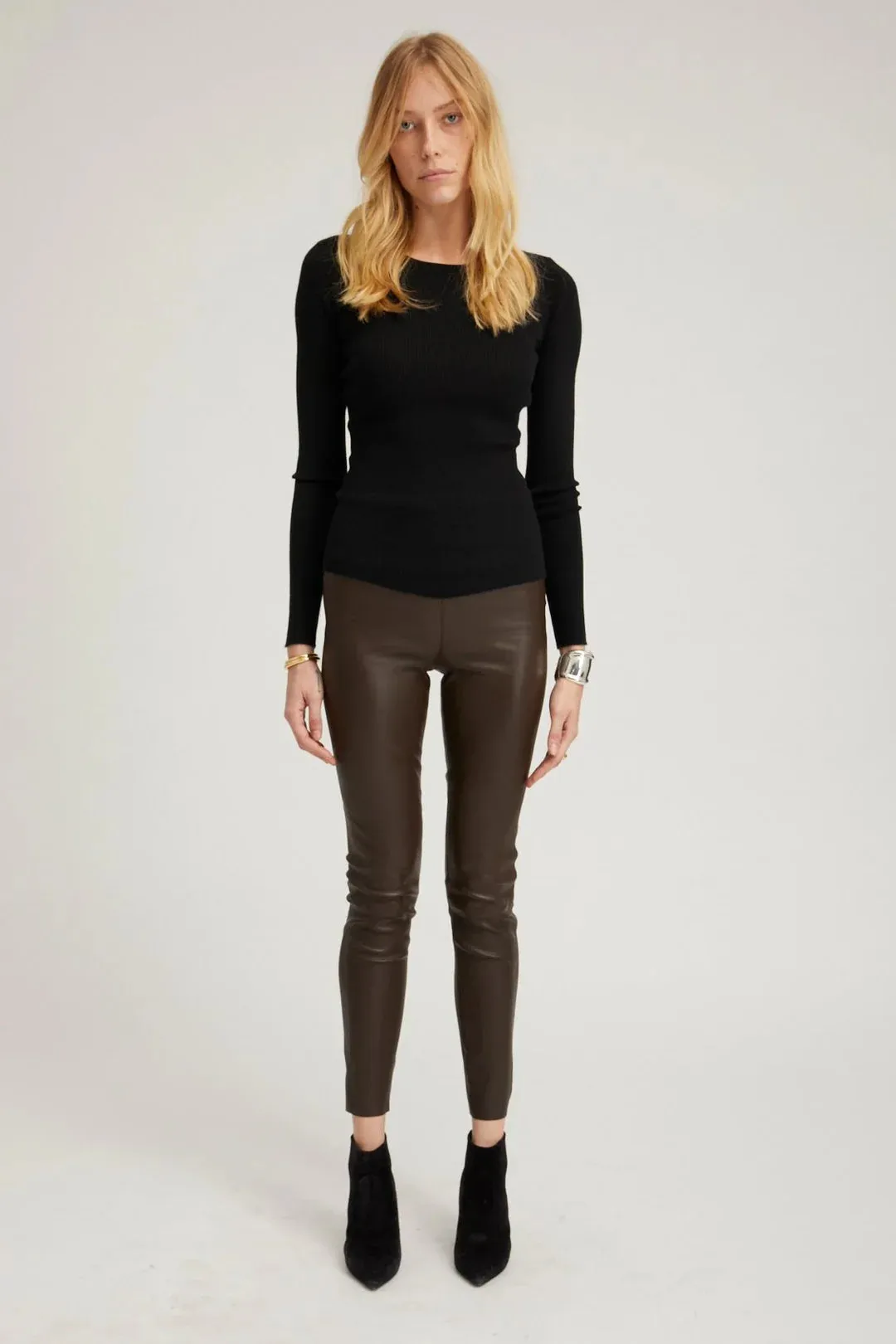 Ankle Leather Legging - Americano