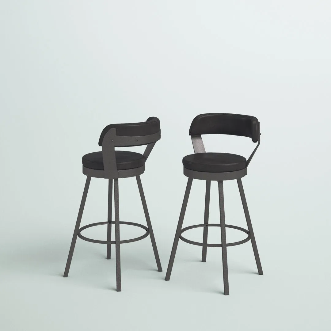 Berrin Bar & Counter Stool (Set of 2) Trent Austin Design® Upholstery: Black, Seat Height: Bar Stool (30.3" Seat Height)