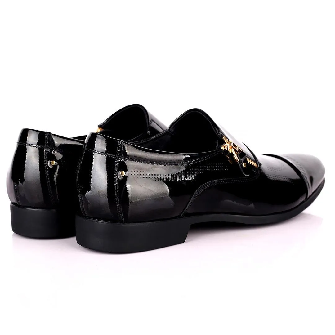 Billion Exquisite Italian Glossy Side Zip Designed Shoe - Black