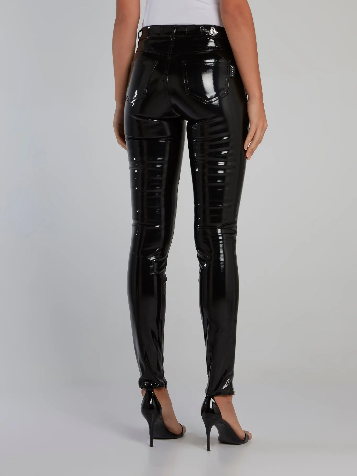 Black Patent Leather High Waist Pants