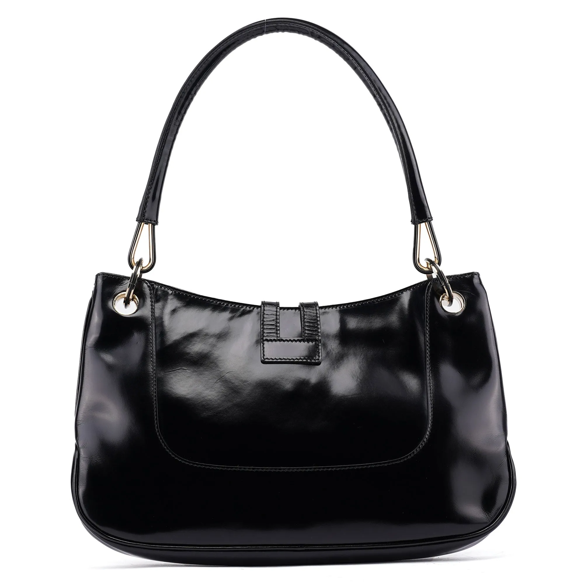 Black Patent Leather Jackie Shoulder Bag