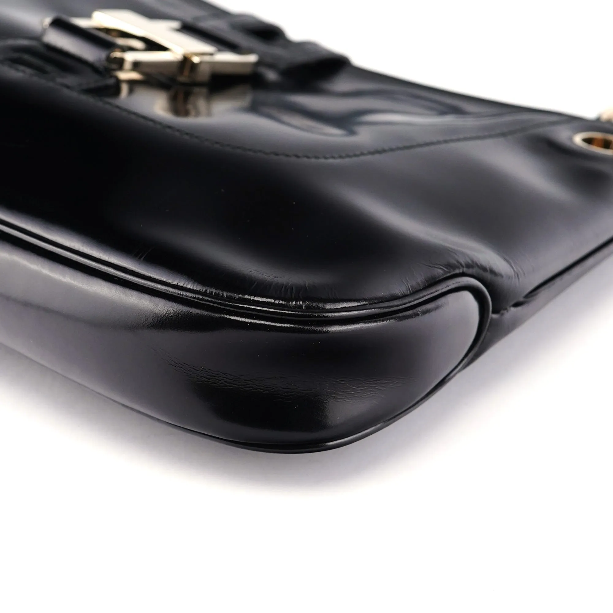 Black Patent Leather Jackie Shoulder Bag