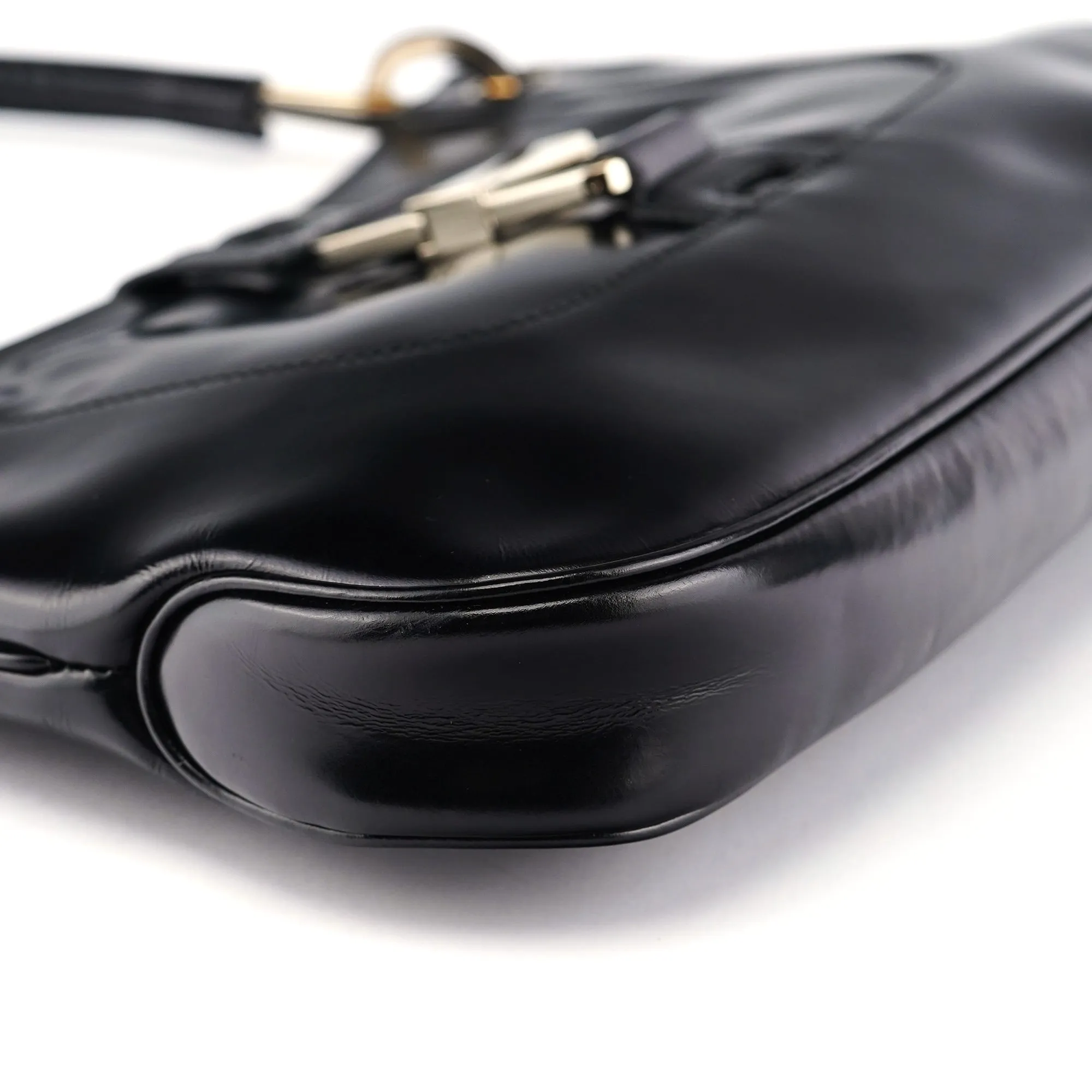 Black Patent Leather Jackie Shoulder Bag