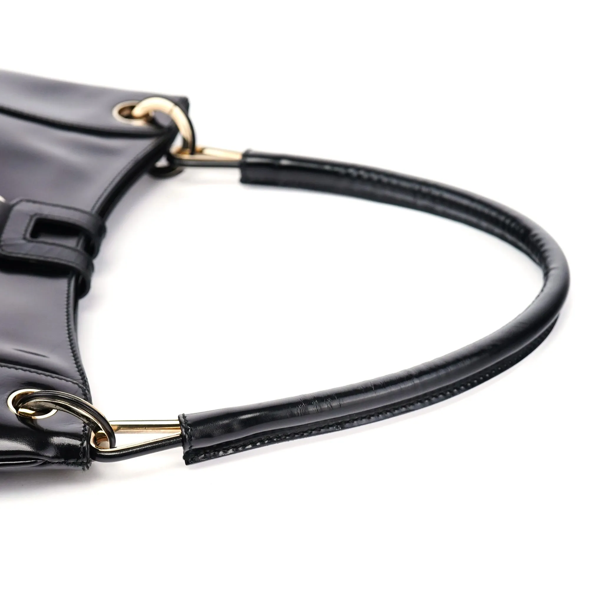 Black Patent Leather Jackie Shoulder Bag