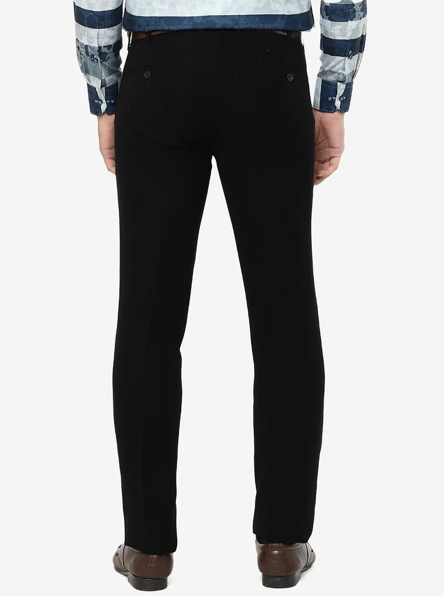 Black Solid Slim Fit Formal Trouser | JB Studio