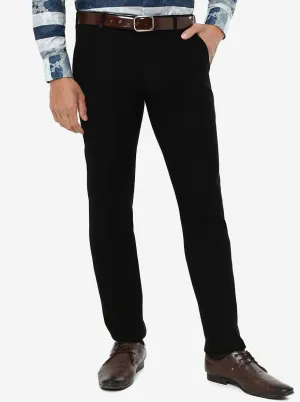 Black Solid Slim Fit Formal Trouser | JB Studio