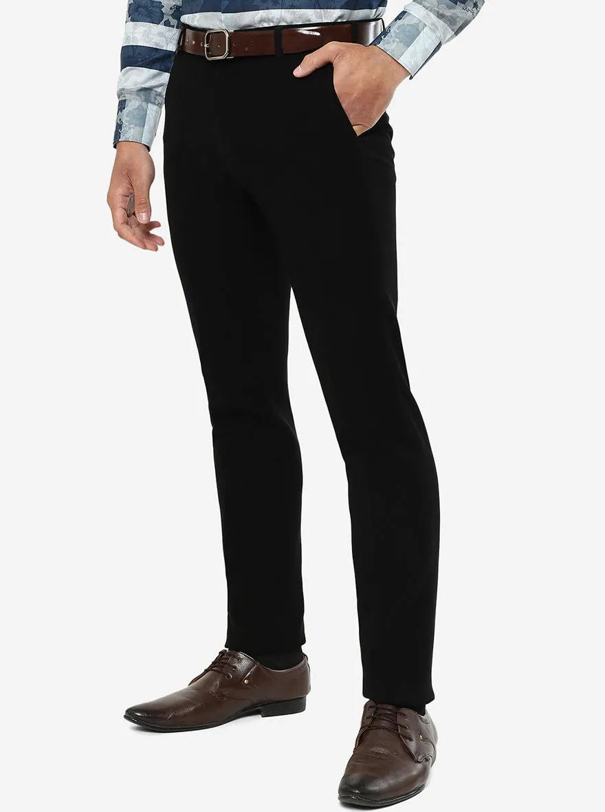 Black Solid Slim Fit Formal Trouser | JB Studio