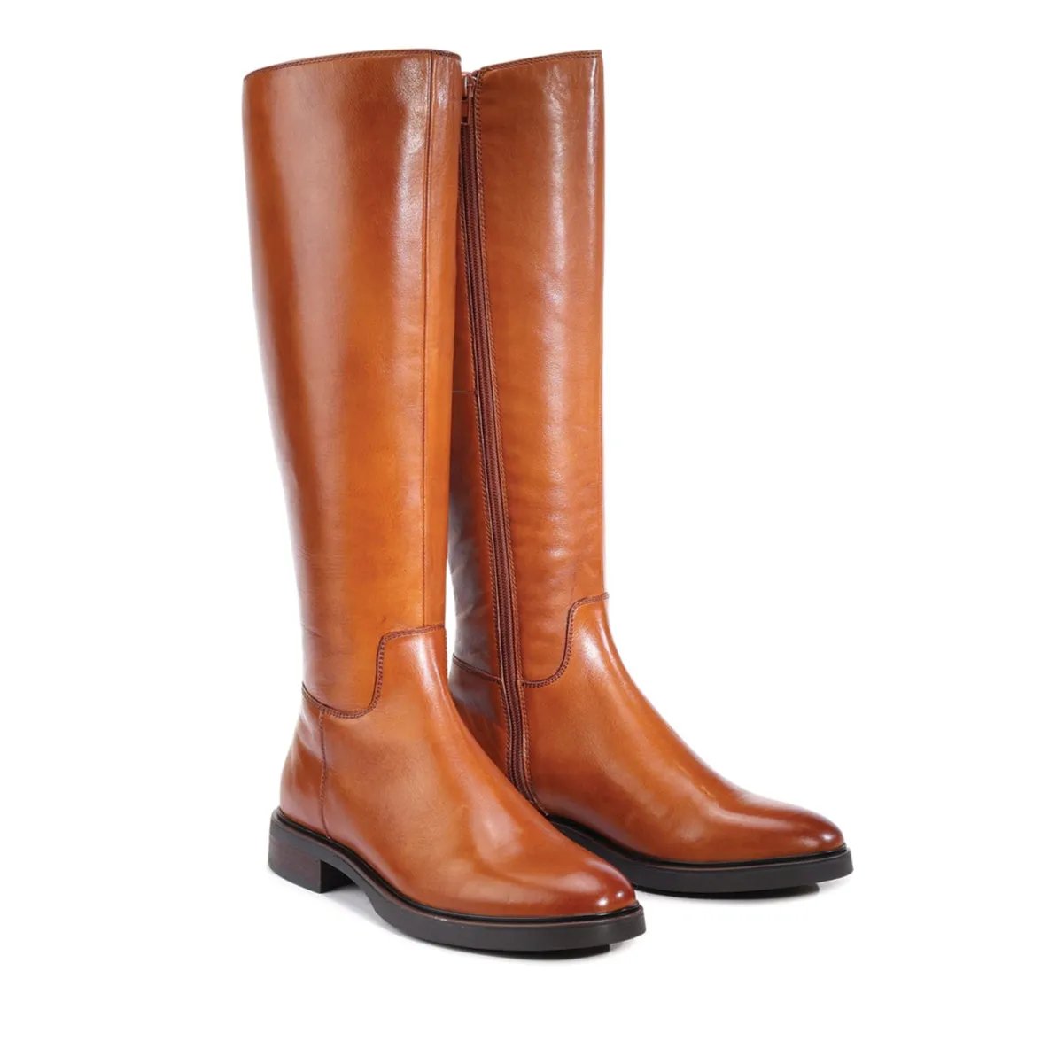 BLANCHE LEATHER LONG SADDLED BOOTS