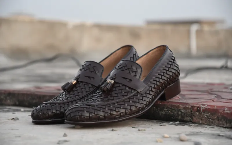 Brown Knitted Tassel Loafer – Premium Leather Shoes – WM1005