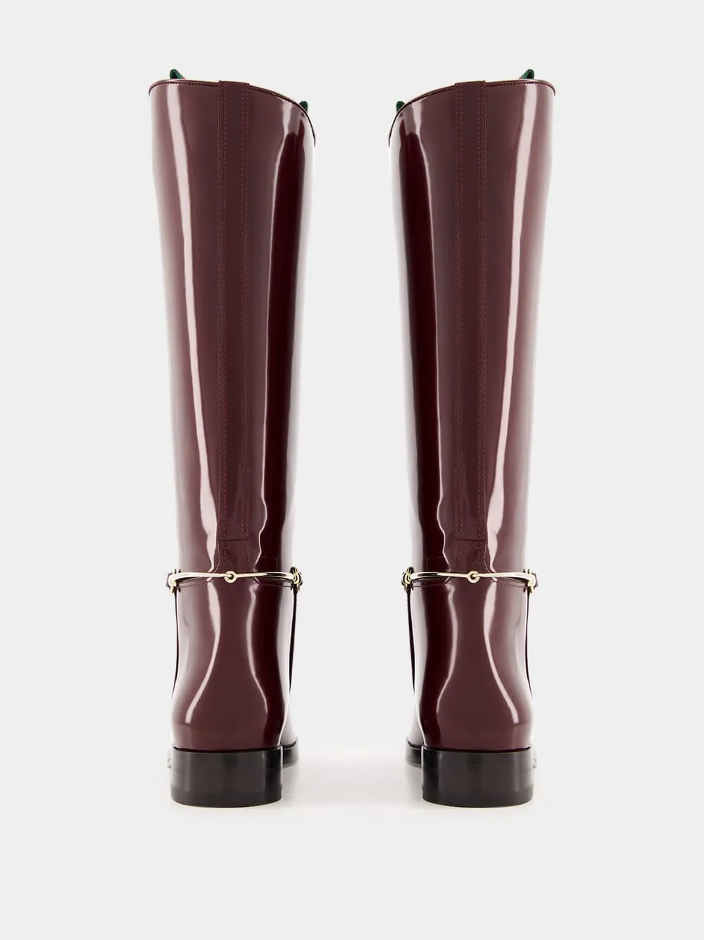 Burgundy Slim Horsebit Leather Boots