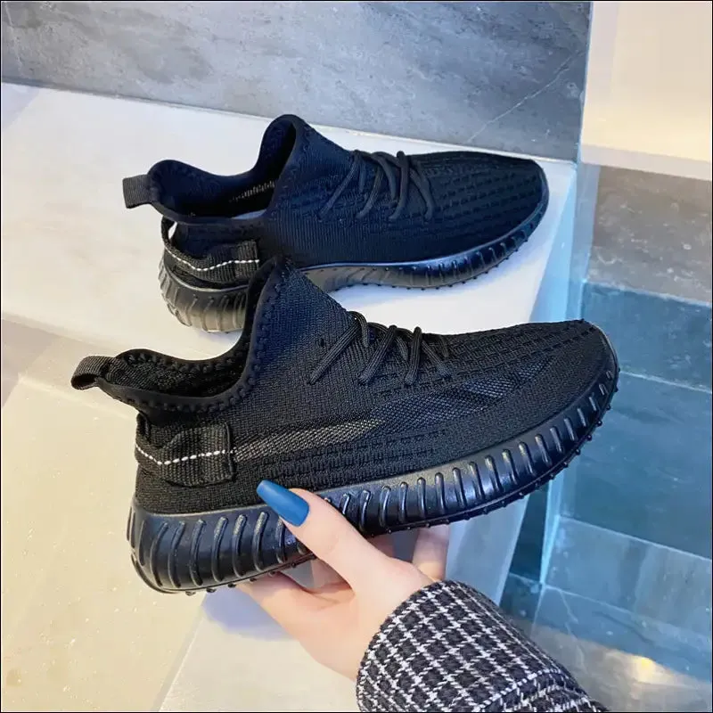 Chic Mesh Lace-Up Platform Athletic Shoes