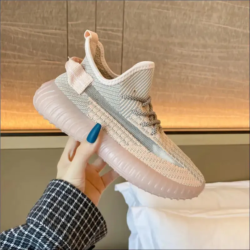 Chic Mesh Lace-Up Platform Athletic Shoes