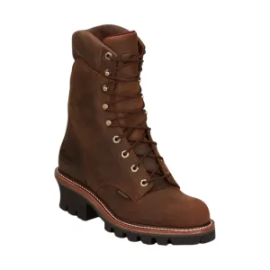 Chippewa Men's Super DNA Waterproof 9 Inch Logger Soft Toe Work Boots - Brown Color