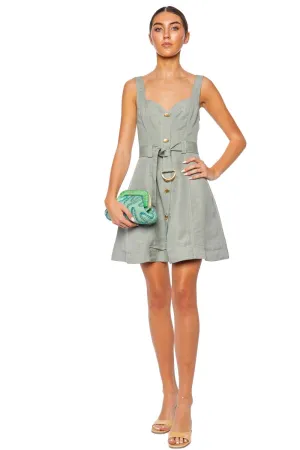 Clay Willow Green Belted Mini Dress