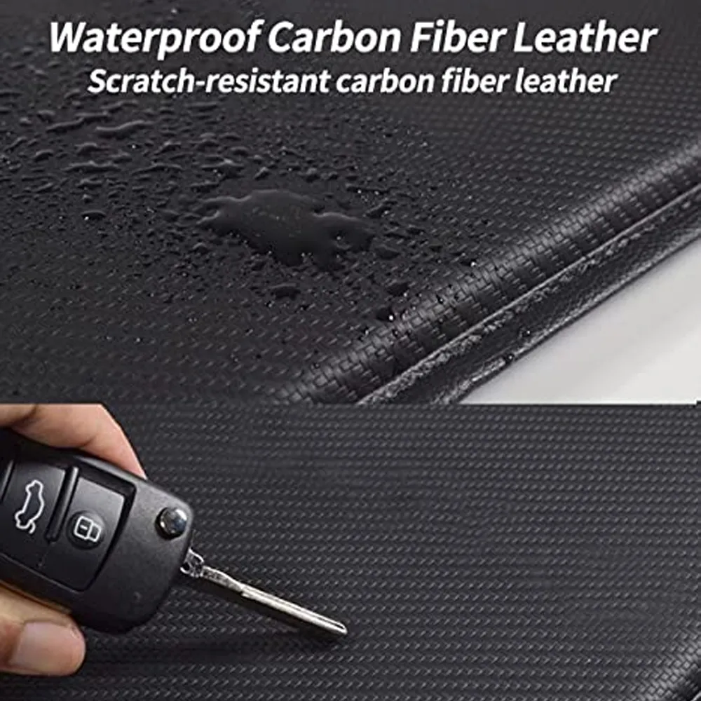 Custom Text For Center Console Pad, Compatible with All Cars, Carbon Fiber PU Leather Auto Armrest Cover Protector, Waterproof Car Armrest Seat Box Cover HY13991
