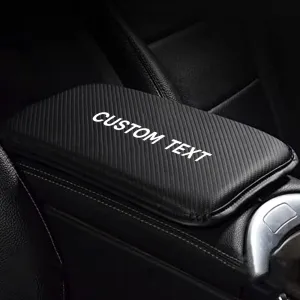 Custom Text For Center Console Pad, Compatible with All Cars, Carbon Fiber PU Leather Auto Armrest Cover Protector, Waterproof Car Armrest Seat Box Cover SU13991