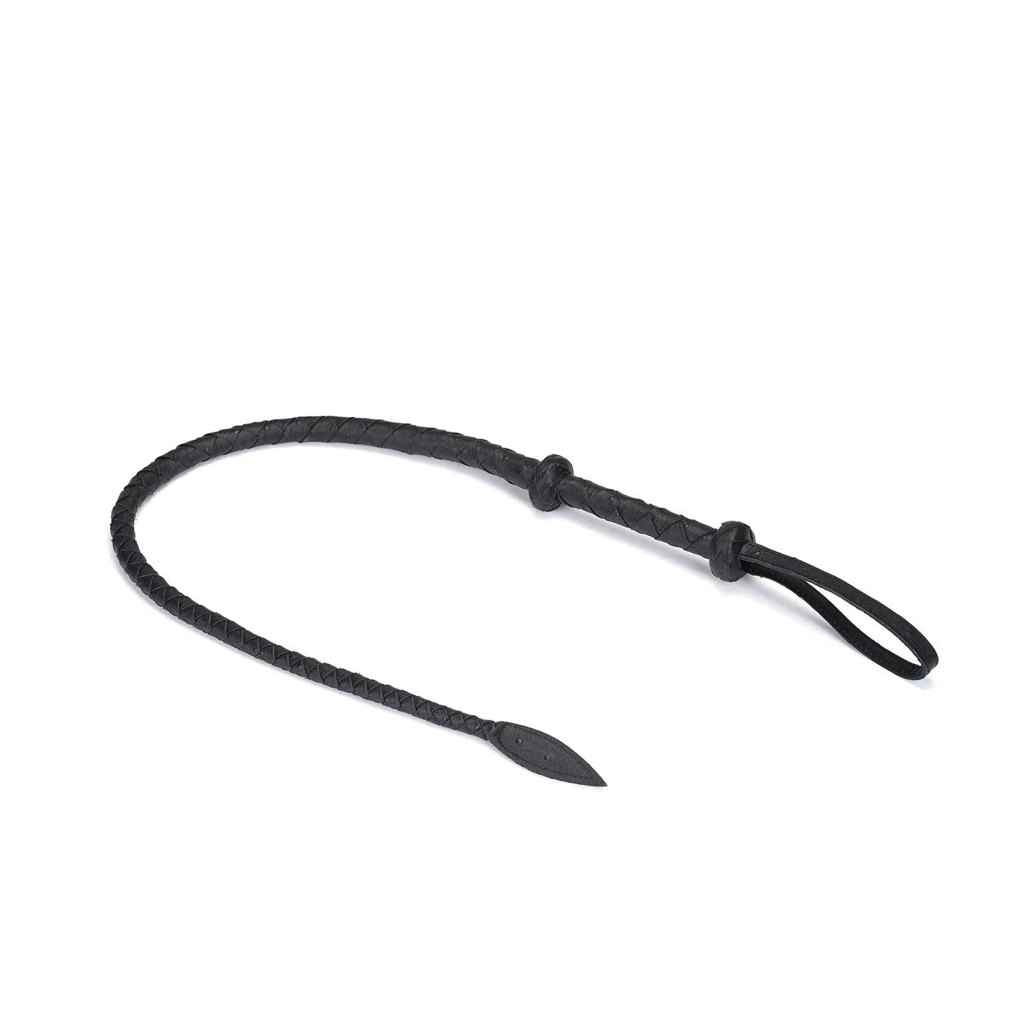 Demon's Kiss Black Leather Braided Bull Whip/ Horse Whip