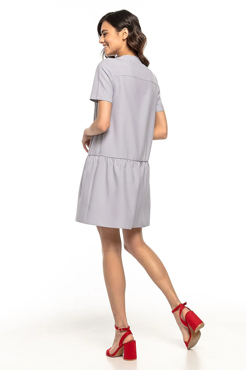 Elegant Ruffle Dress with Neck Tie