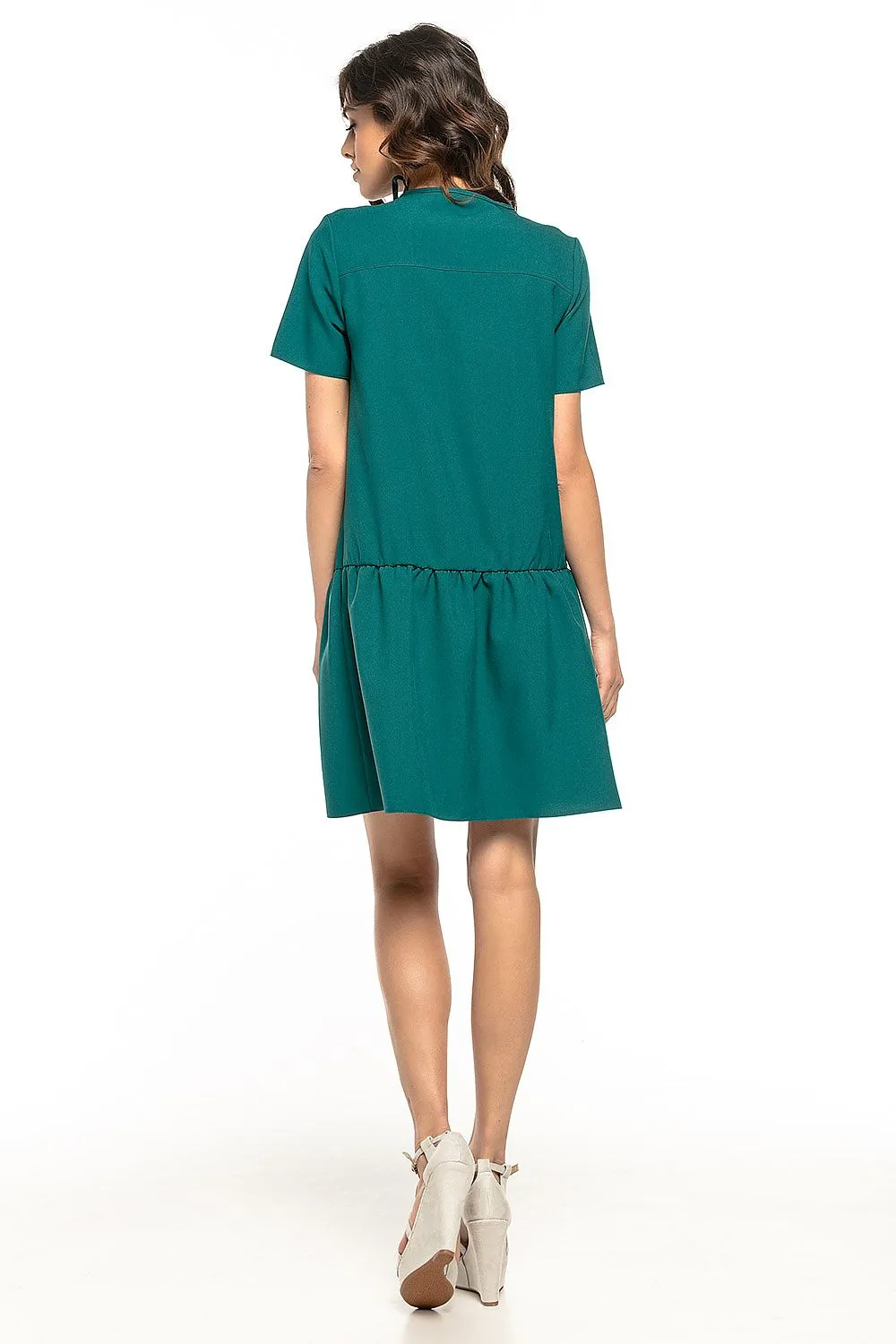 Elegant Ruffle Dress with Neck Tie