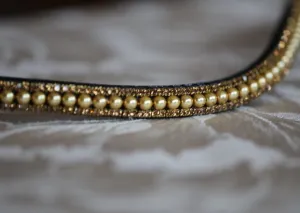 Equiture Gold pearl and smoke topaz browband