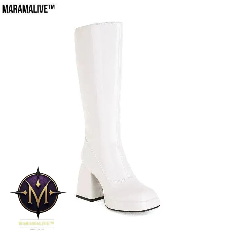 Fashion Waterproof Platform Candy Color High Boots Women