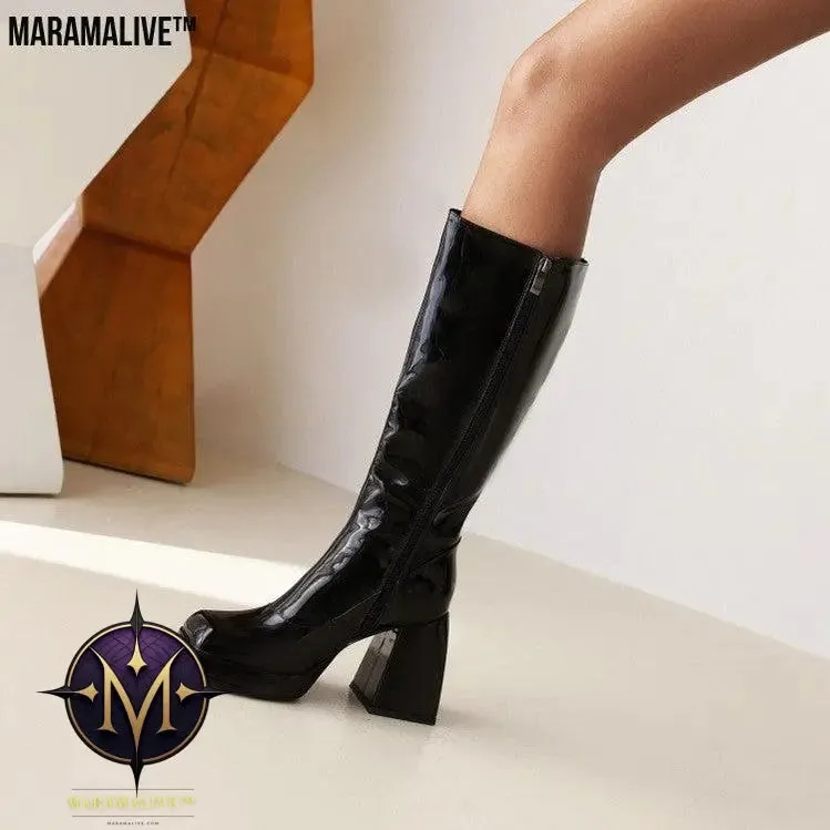 Fashion Waterproof Platform Candy Color High Boots Women