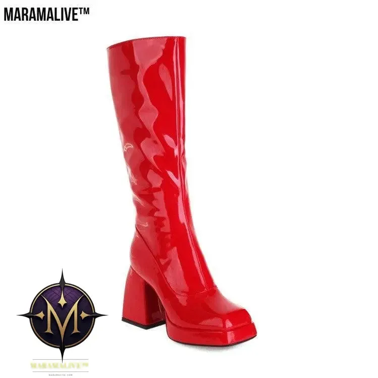 Fashion Waterproof Platform Candy Color High Boots Women