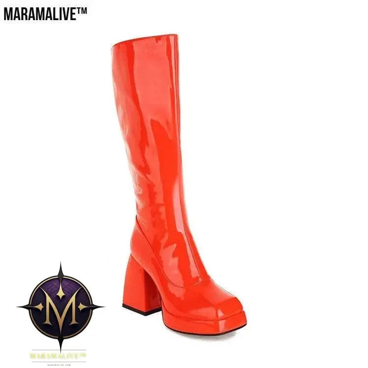 Fashion Waterproof Platform Candy Color High Boots Women