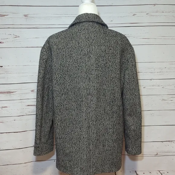 GAP Black/Gray Wool Blend Herringbone Boucle Blazer Coat Women's Size Large