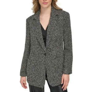 GAP Black/Gray Wool Blend Herringbone Boucle Blazer Coat Women's Size Large