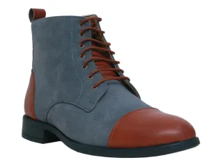 Grey High Ankle Military Boots