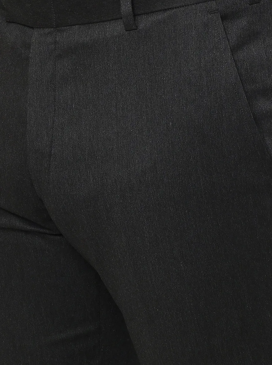 Grey Solid Slim Fit Formal Trouser | Metal