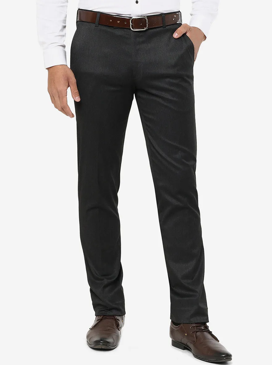 Grey Solid Slim Fit Formal Trouser | Metal