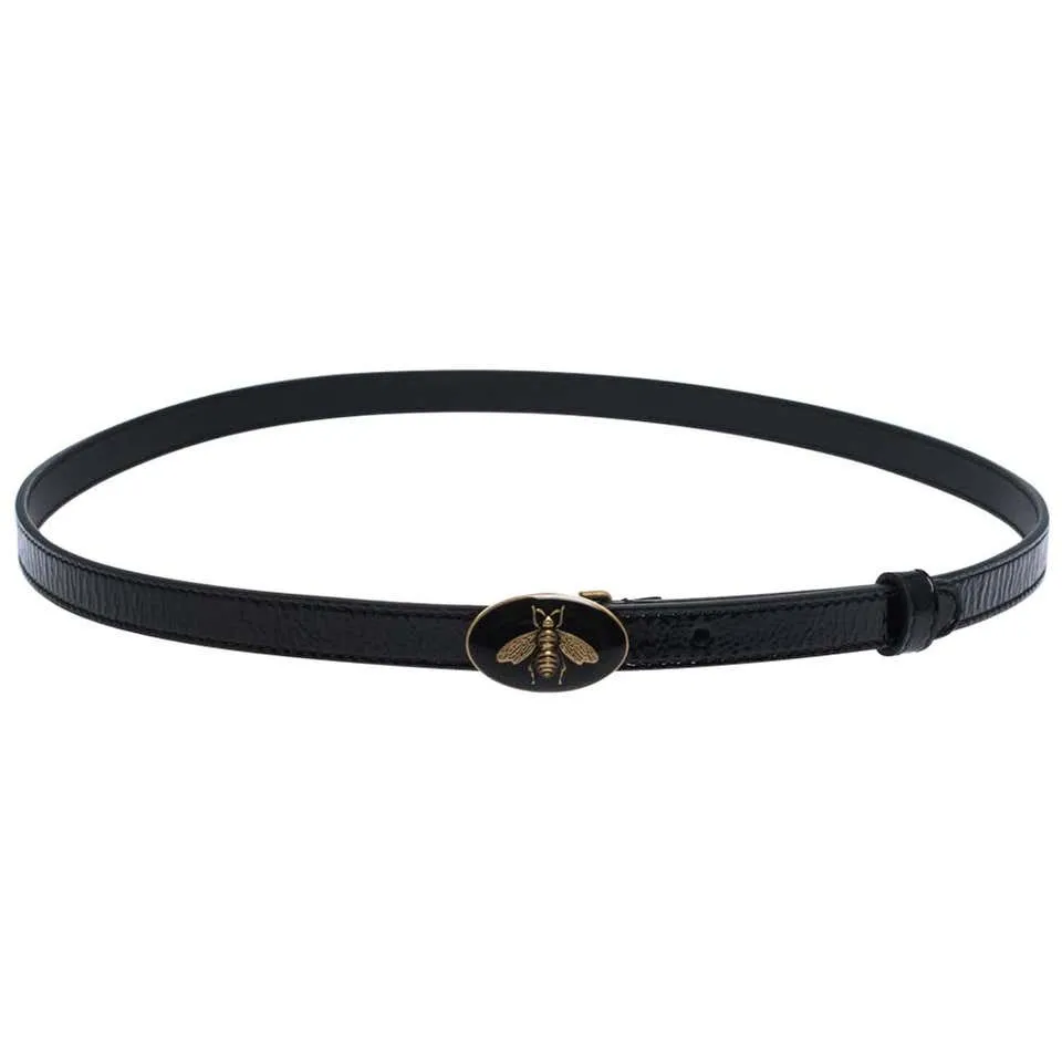Gucci Enamel Bee Belt in Black