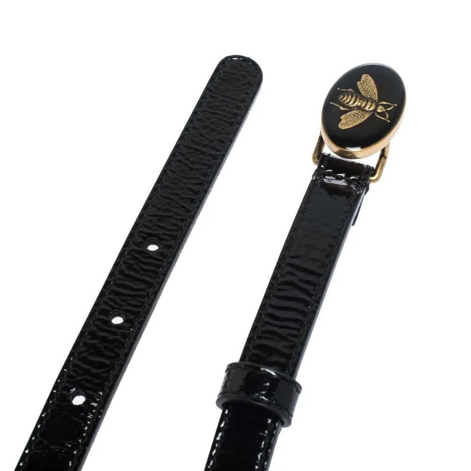 Gucci Enamel Bee Belt in Black