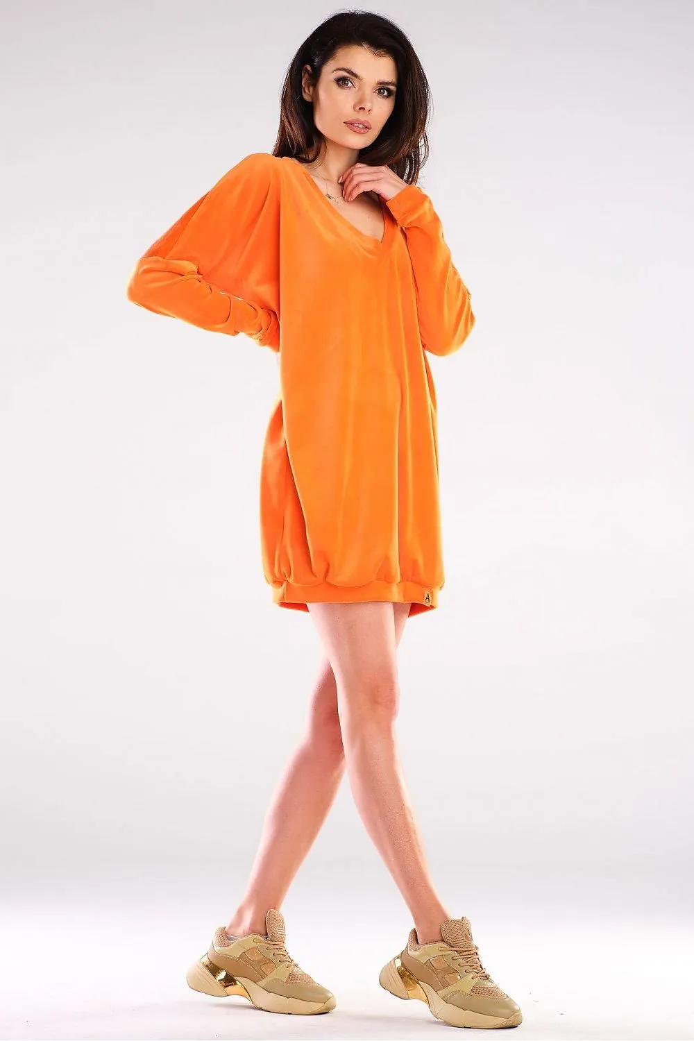 Heart Neck Velour Dress