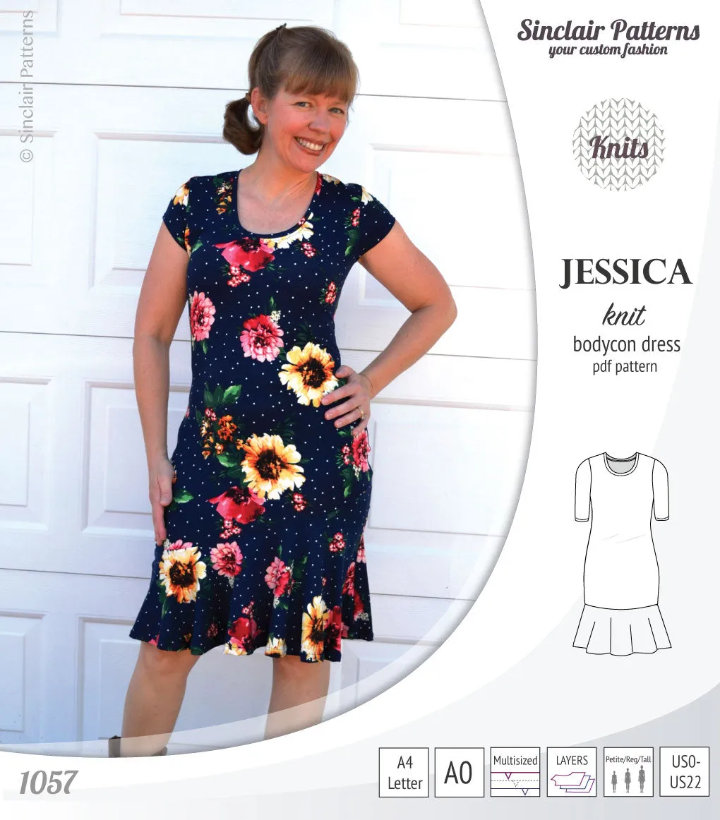 Jessica bodycon knit dress (PDF)