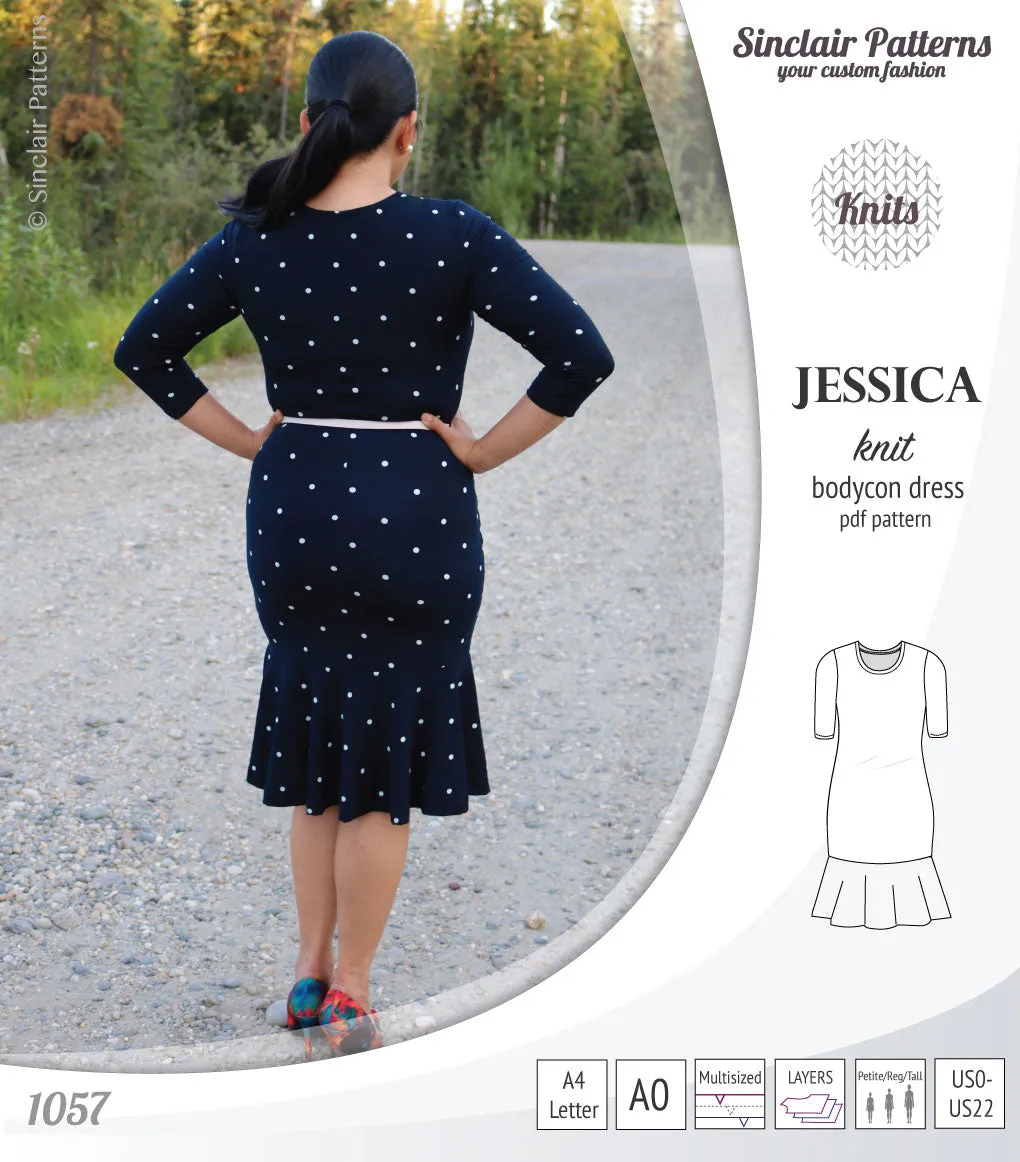 Jessica bodycon knit dress (PDF)
