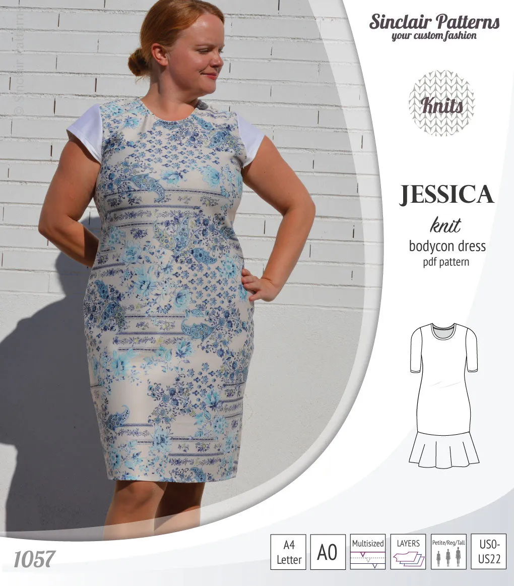 Jessica bodycon knit dress (PDF)