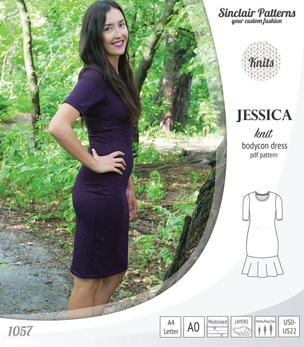 Jessica bodycon knit dress (PDF)