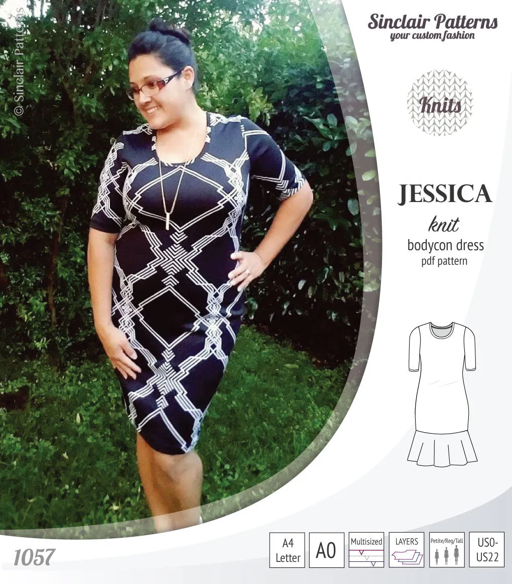 Jessica bodycon knit dress (PDF)