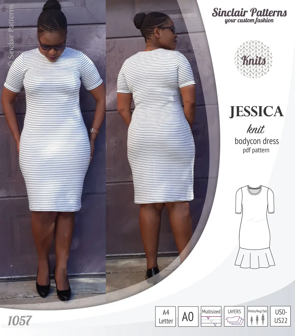 Jessica bodycon knit dress (PDF)