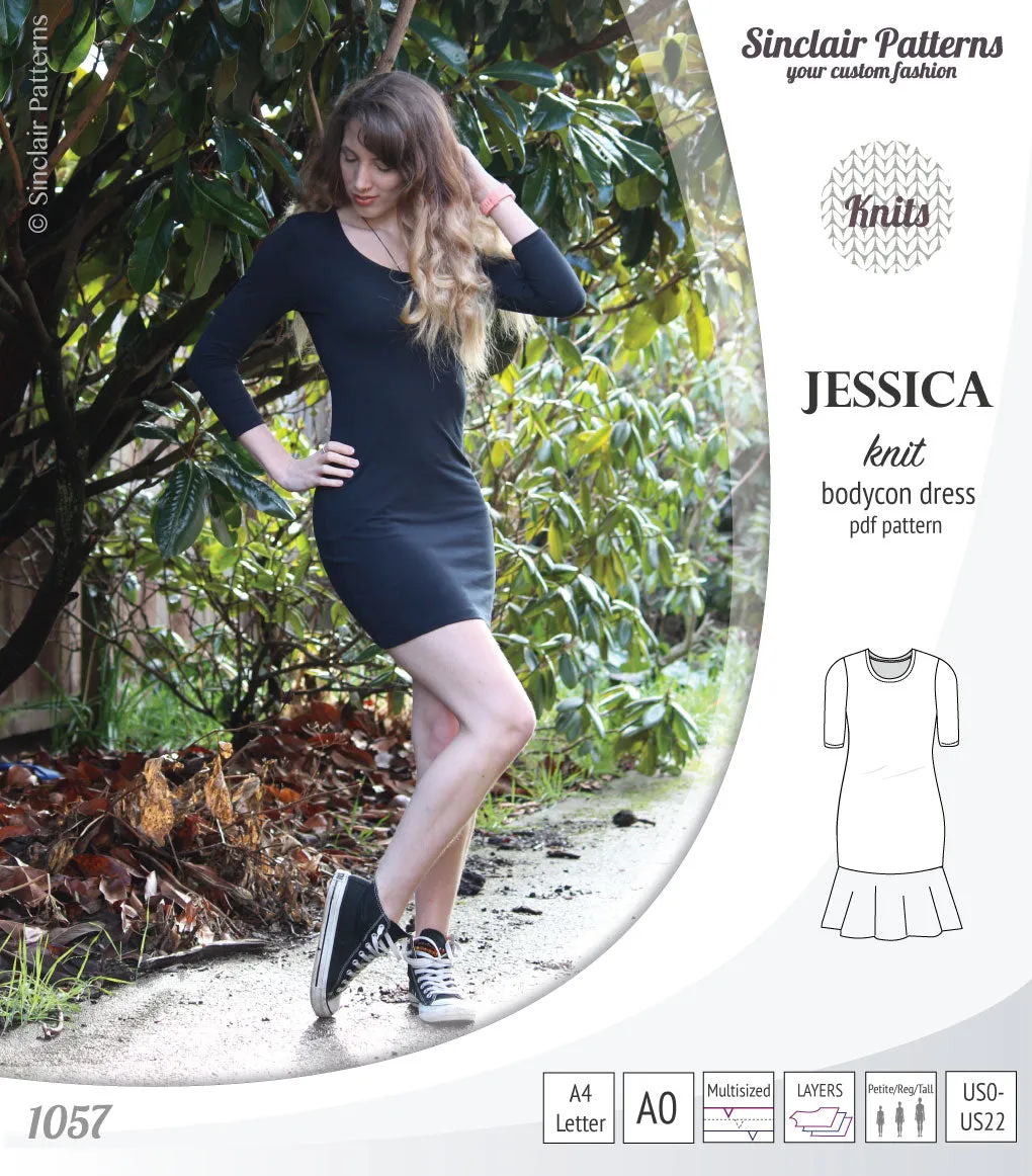 Jessica bodycon knit dress (PDF)