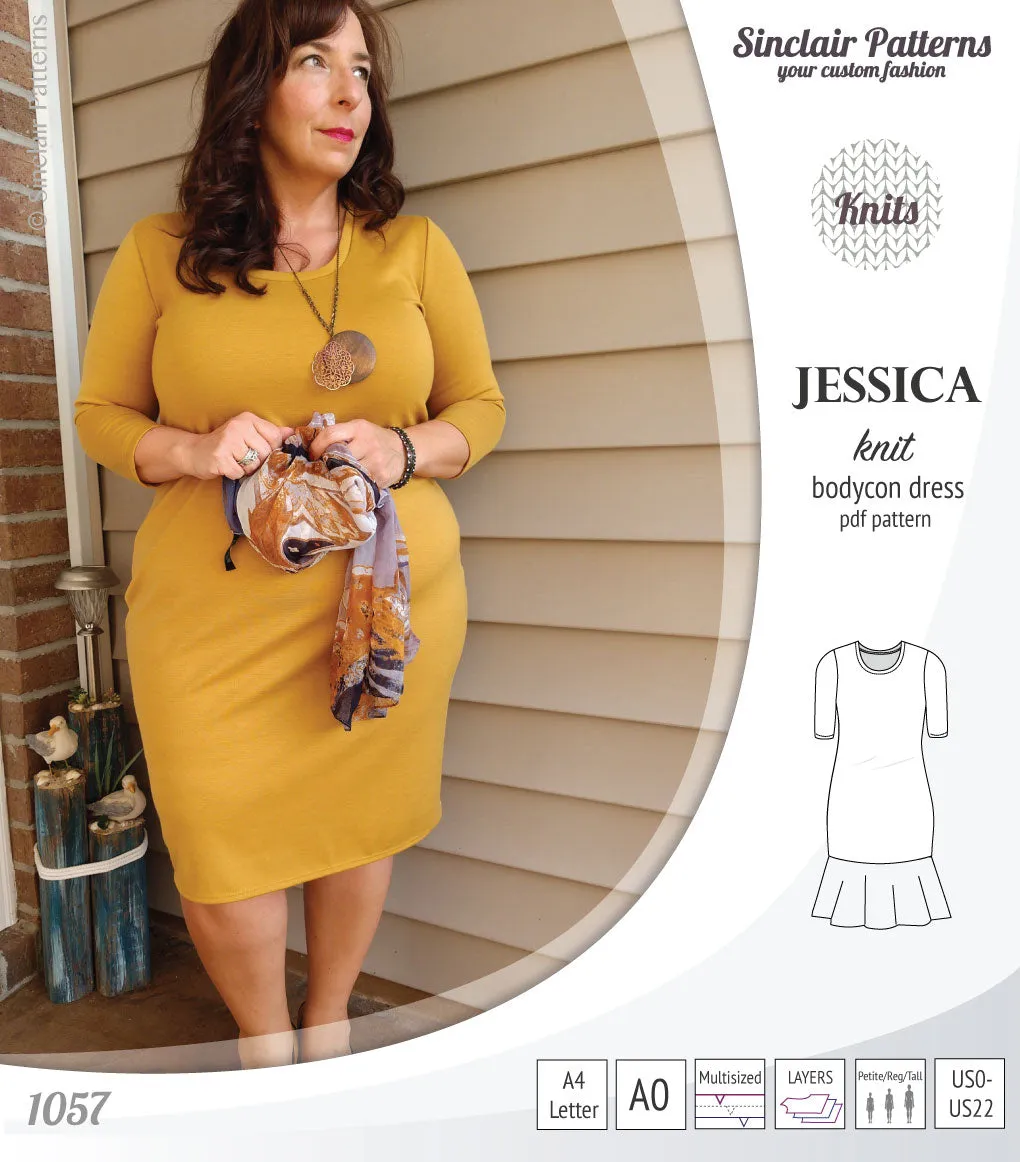 Jessica bodycon knit dress (PDF)
