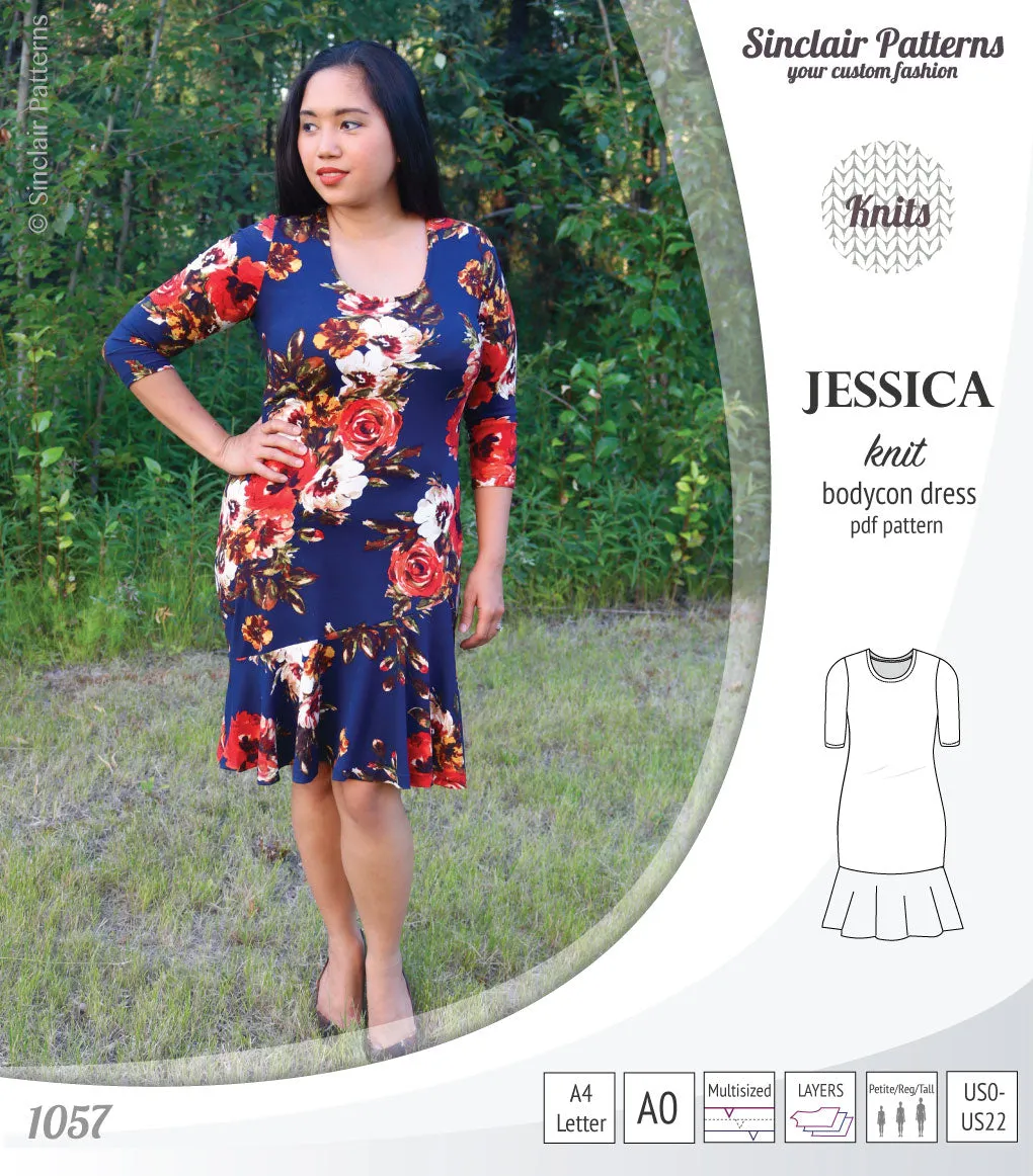 Jessica bodycon knit dress (PDF)